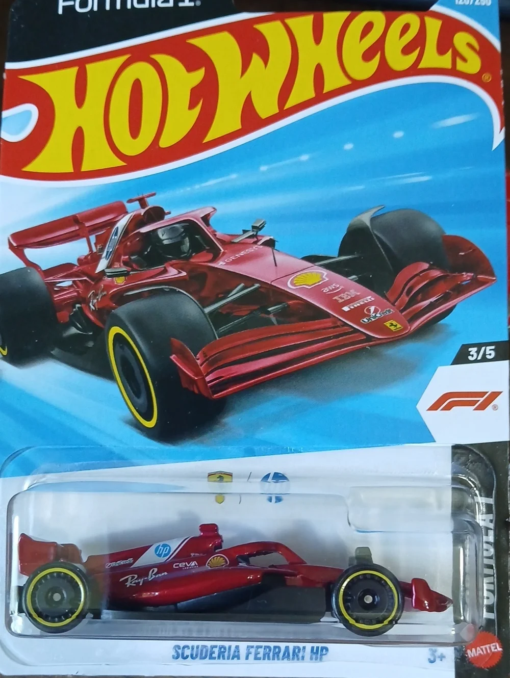 Mattel Hot Wheels Scuderia Ferrari HP in Red with Yellow Wheels
